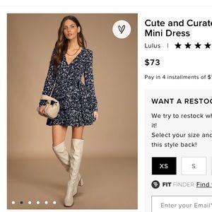 LULUS navy blue flower dress